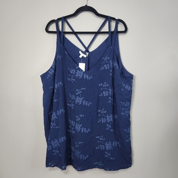 NWT Maurices Navy Cross Strap Lightweight Tank Plus Size 3 - Picture 2 of 9